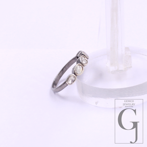 Beautiful Designer Flat Polki Diamond Ring Made In 925 Sterling Silver Handmade Finish Natural Diamond Ring
