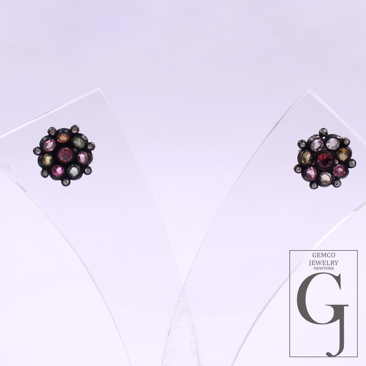 Multi Tourmaline & Rosecut Pave Diamonds Earrings 925 Sterling Silver Handmade Finish Diamond Jewelry Gift For Her