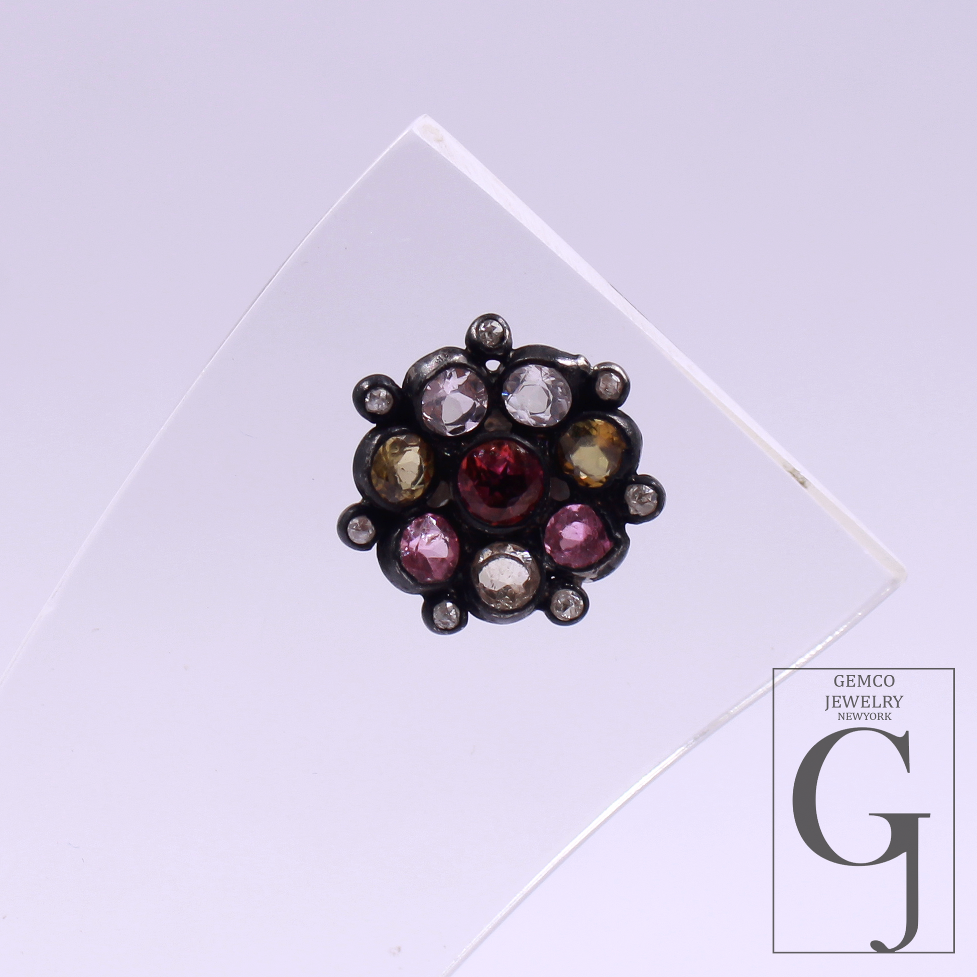 Multi Tourmaline & Rosecut Pave Diamonds Earrings 925 Sterling Silver Handmade Finish Diamond Jewelry Gift For Her