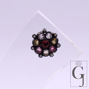 Multi Tourmaline & Rosecut Pave Diamonds Earrings 925 Sterling Silver Handmade Finish Diamond Jewelry Gift For Her