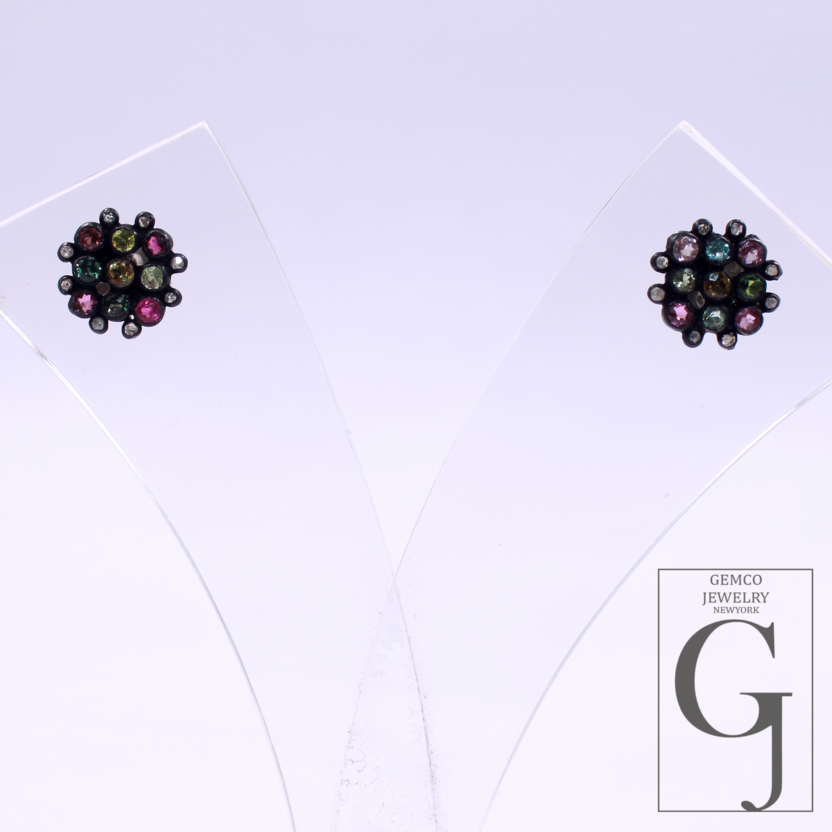 Beautiful Natural Multi Tourmaline Earrings With Rosecut Pave Diamonds 925 Sterling Silver Handmade Finish Jewelry Gift For Her