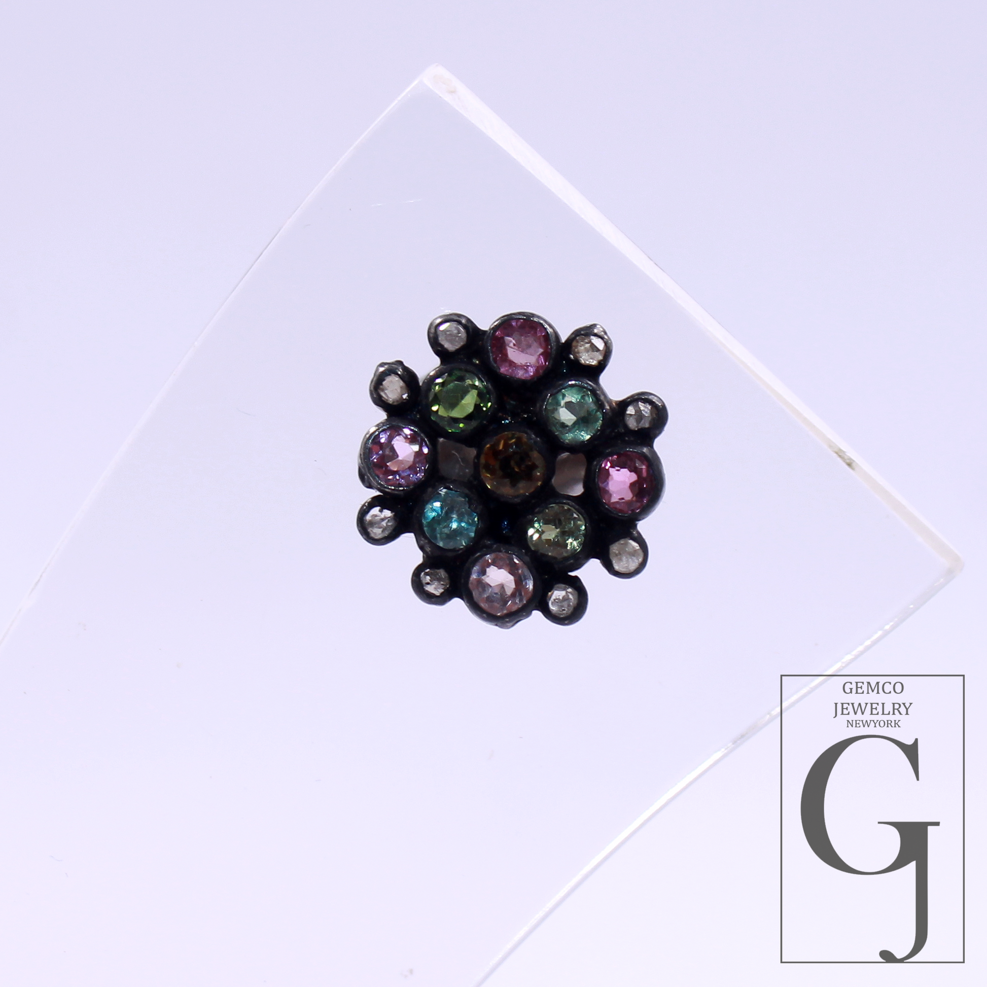 Beautiful Natural Multi Tourmaline Earrings With Rosecut Pave Diamonds 925 Sterling Silver Handmade Finish Jewelry Gift For Her