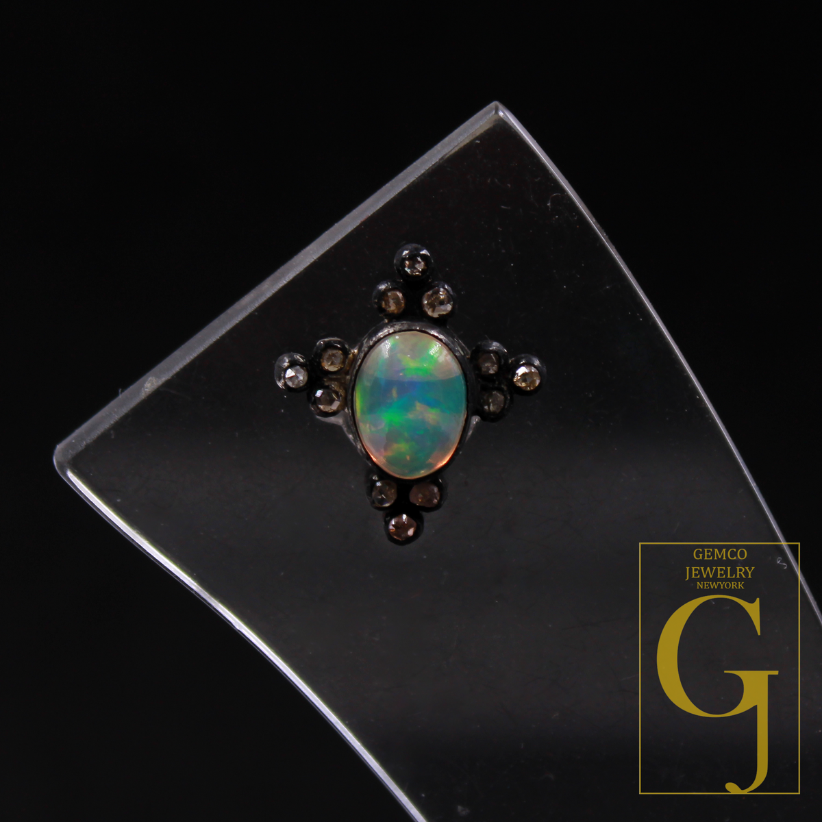 Ethiopian Opal Earrings With Rosecut Pave Diamond 925 Sterling Silver Handmade Diamond Jewelry For Everyday Wear
