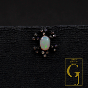 Designer Ethiopian Opal Earrings With Rosecut Pave Diamond 925 Sterling Silver Handmade Diamond Jewelry For Everyday Wear