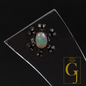 Designer Ethiopian Opal Earrings With Rosecut Pave Diamond 925 Sterling Silver Handmade Diamond Jewelry For Everyday Wear