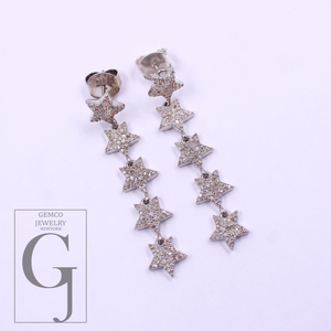 Designer Natural Rosecut Pave Diamond Earrings In 925 Sterling Silver Handmade Finish Diamond Earrings For Gift For Her