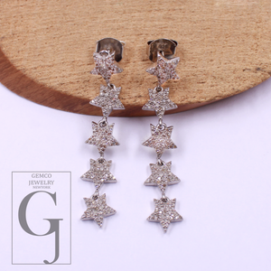 Designer Natural Rosecut Pave Diamond Earrings In 925 Sterling Silver Handmade Finish Diamond Earrings For Gift For Her