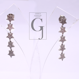 Designer Natural Rosecut Pave Diamond Earrings In 925 Sterling Silver Handmade Finish Diamond Earrings For Gift For Her