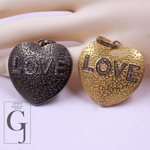 Designer Love Pendant With Rosecut Pave Diamond Made In 925 Sterling Silver Beautiful Heart Shape Pendant Jewelry