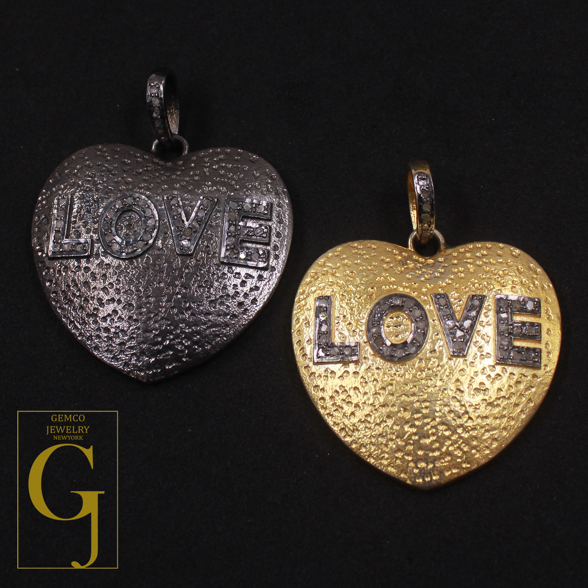Designer Love Pendant With Rosecut Pave Diamond Made In 925 Sterling Silver Beautiful Heart Shape Pendant Jewelry