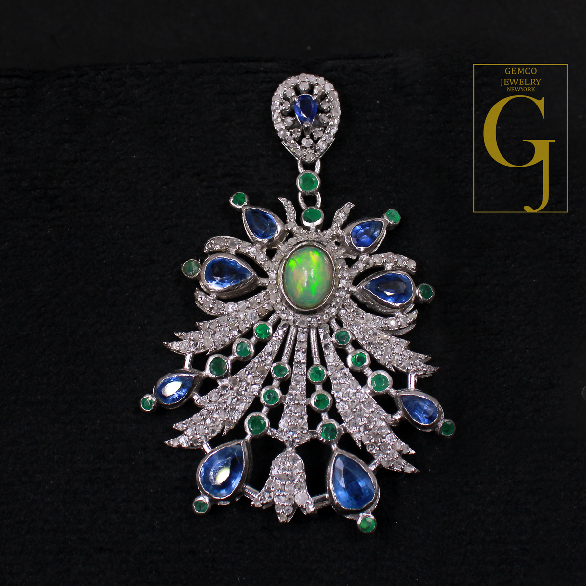 Designer Multi Stone Earrings With Rosecut Pave Diamond Made In 925 Sterling Silver Handmade Finish Diamond Jewelry