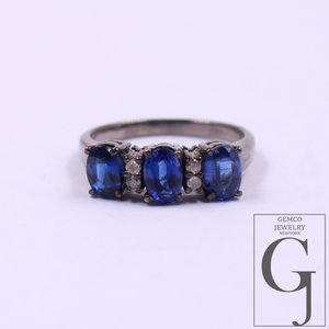 One Of A Kind Kyanite Ring With Rosecut Pave Diamond Made In 925 Sterling Silver Designer Diamond And Kyanite Ring Gift For Her