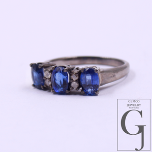 One Of A Kind Kyanite Ring With Rosecut Pave Diamond Made In 925 Sterling Silver Designer Diamond And Kyanite Ring Gift For Her