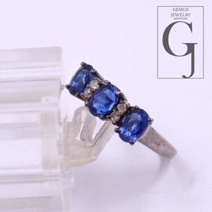 One Of A Kind Kyanite Ring With Rosecut Pave Diamond Made In 925 Sterling Silver Designer Diamond And Kyanite Ring Gift For Her