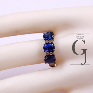 One Of A Kind Kyanite Ring With Rosecut Pave Diamond Made In 925 Sterling Silver Designer Diamond And Kyanite Ring Gift For Her