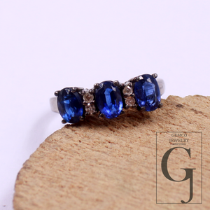 One Of A Kind Kyanite Ring With Rosecut Pave Diamond Made In 925 Sterling Silver Designer Diamond And Kyanite Ring Gift For Her