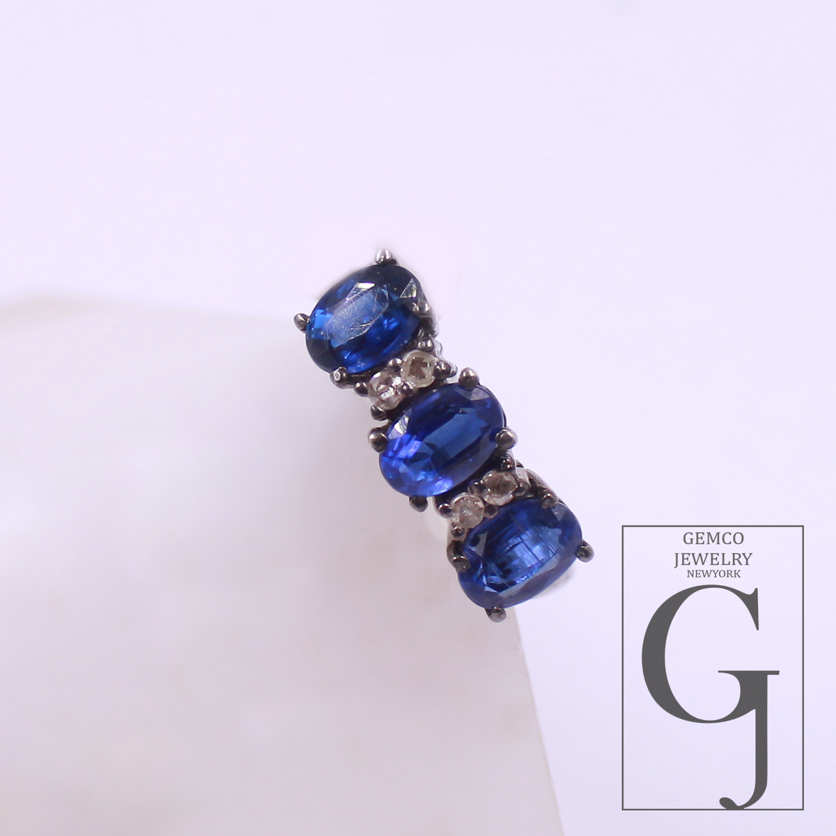 One Of A Kind Kyanite Ring With Rosecut Pave Diamond Made In 925 Sterling Silver Designer Diamond And Kyanite Ring Gift For Her