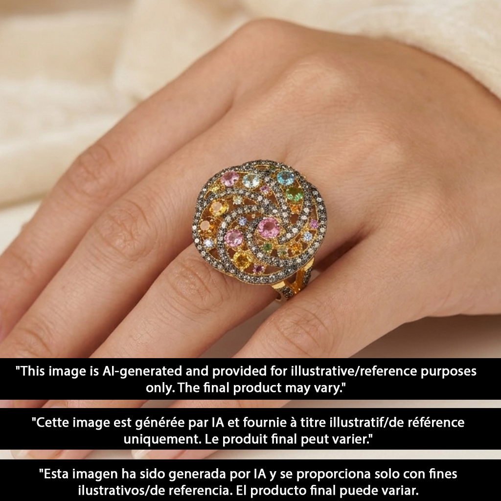 14K Designer Tourmaline Ring With Natural Pave Diamonds In 925 Sterling Silver Handmade Finish Ring