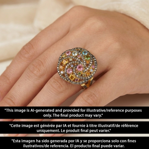 14K Designer Tourmaline Ring With Natural Pave Diamonds In 925 Sterling Silver Handmade Finish Ring