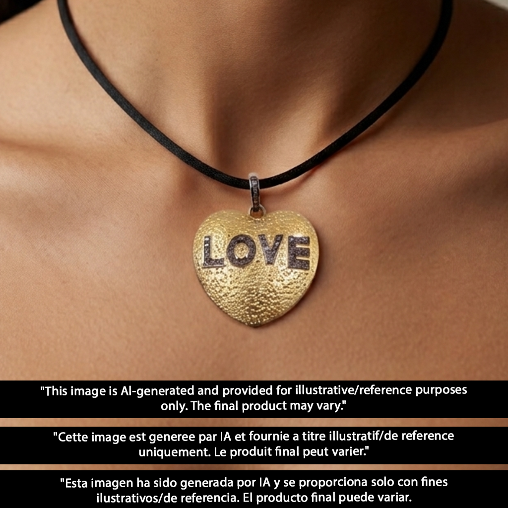 Designer Love Pendant With Rosecut Pave Diamond Made In 925 Sterling Silver Beautiful Heart Shape Pendant Jewelry