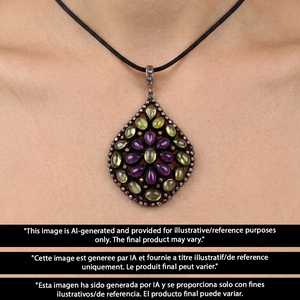 Designer Peridot & Amethyst Pendant With Rosecut Pave Diamond Made In 925 Sterling Silver Natural Diamond Jewelry Gift For Her