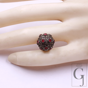 Amazing Pave Diamond Roundel Beads / Spacers Design Pave Diamond In 925 Sterling Silver Handmade Jewelry