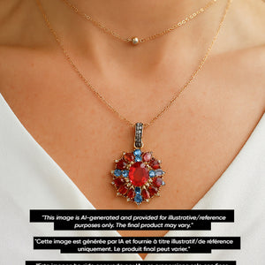 Natural Ruby And Kyanite Pendant With Pave Diamonds – Gold-Plated 925 Silver Handmade Jewelry