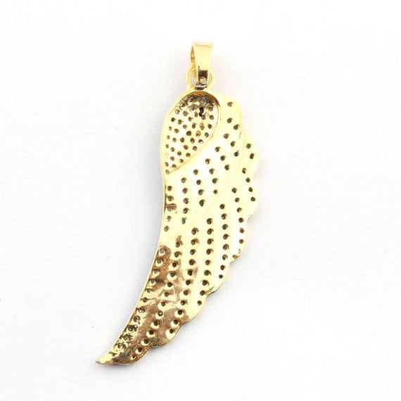 Pave Diamond Rosecut Pendant 925 Sterling Silver Pendant Handmade Diamond  Beautiful Feather Charm Pendant