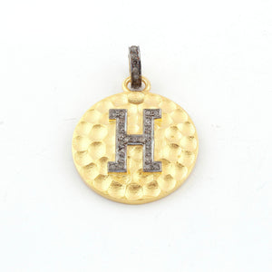 Pave diamond rosecut pendant 925 sterling silver pendant handmade pendant Initial Letter 