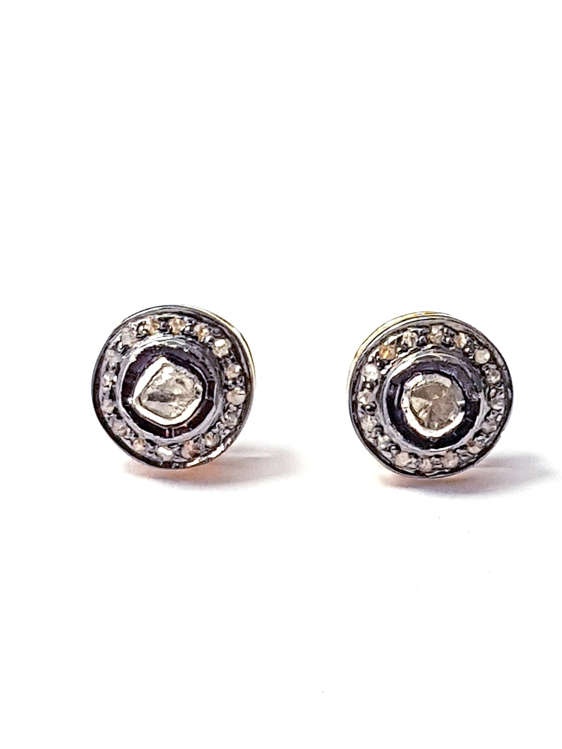 Pave rosecut diamond 925 sterling silver handmade Pave Diamond stud earring jewelry
