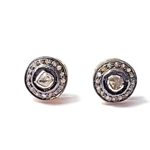 Pave rosecut diamond 925 sterling silver handmade Pave Diamond stud earring jewelry