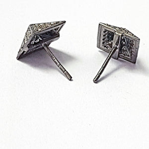 Pave Rosecut Diamond 925 Sterling Silver Handmade Pave Diamond Beautiful Pyramid Design Earring Stud