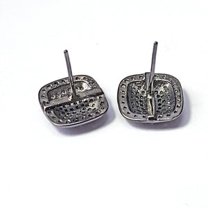 Pave Rosecut Diamond 925 Sterling Silver Handmade Squarer Design Pave Diamond Setting Stud Earring