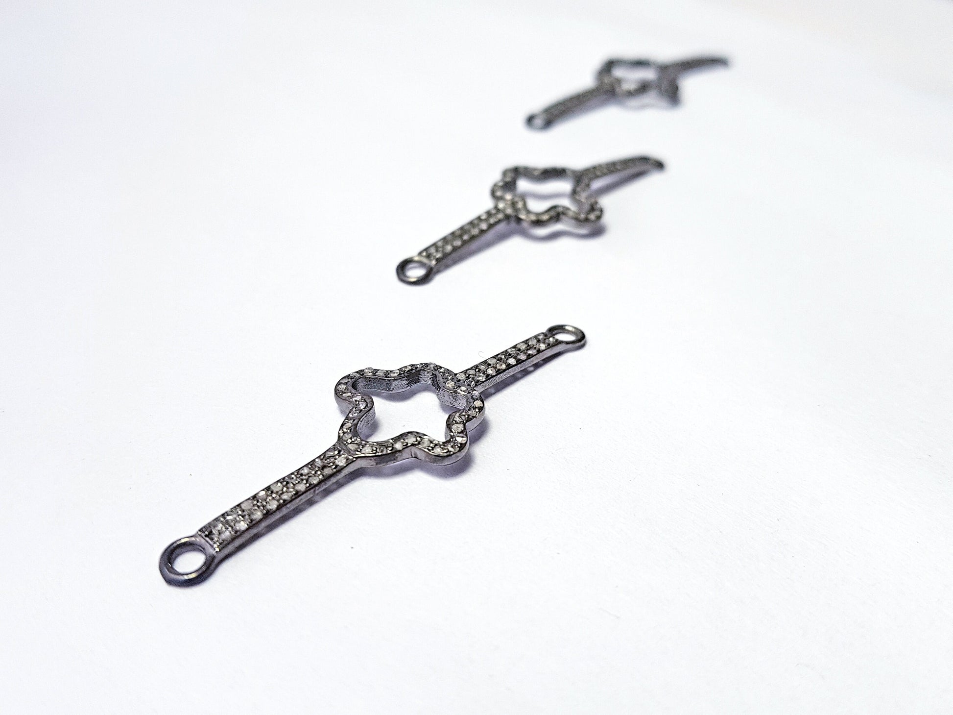 Pave diamond rosecut connector 925 sterling silver connector handmade diamond connector beautiful pave diamond bracelet connector