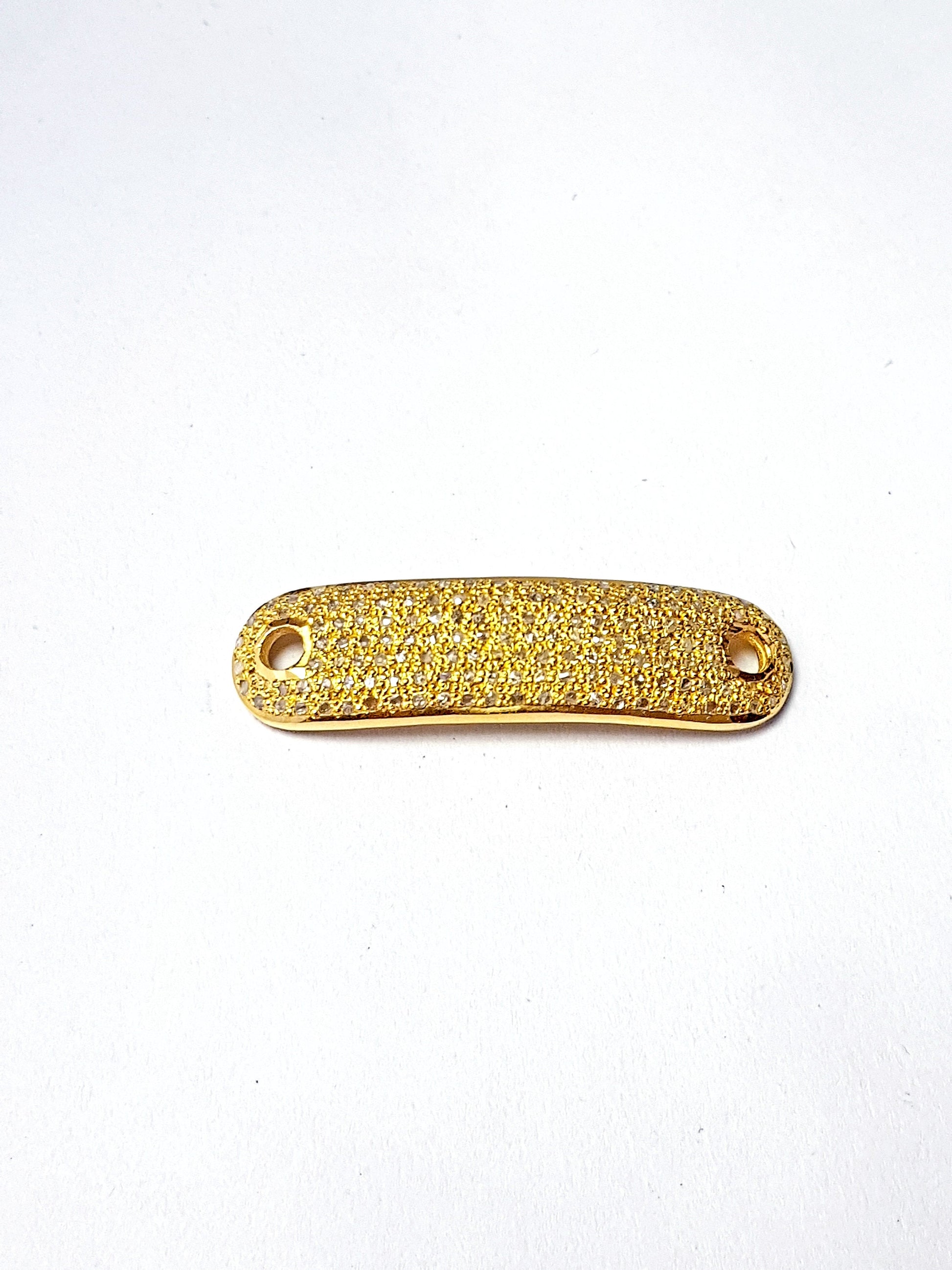 14k Gold Pave Diamond Rosecut Pendant 925 Sterling Silver Pendant Handmade Diamond Pendant Beautiful Pave Diamond Bracelet Connector Style