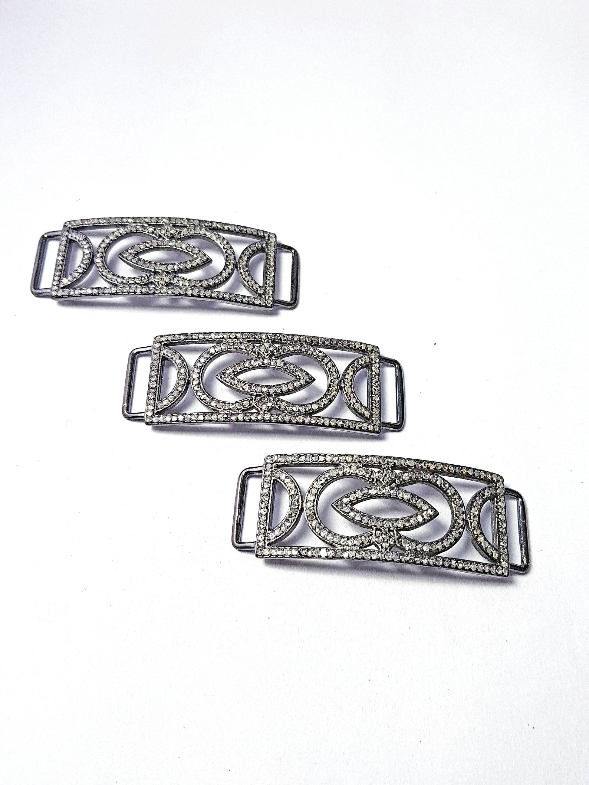 Pave diamond rosecut connector 925 sterling silver connector handmade diamond connector beautiful cutting stylish diamond bracelet connector