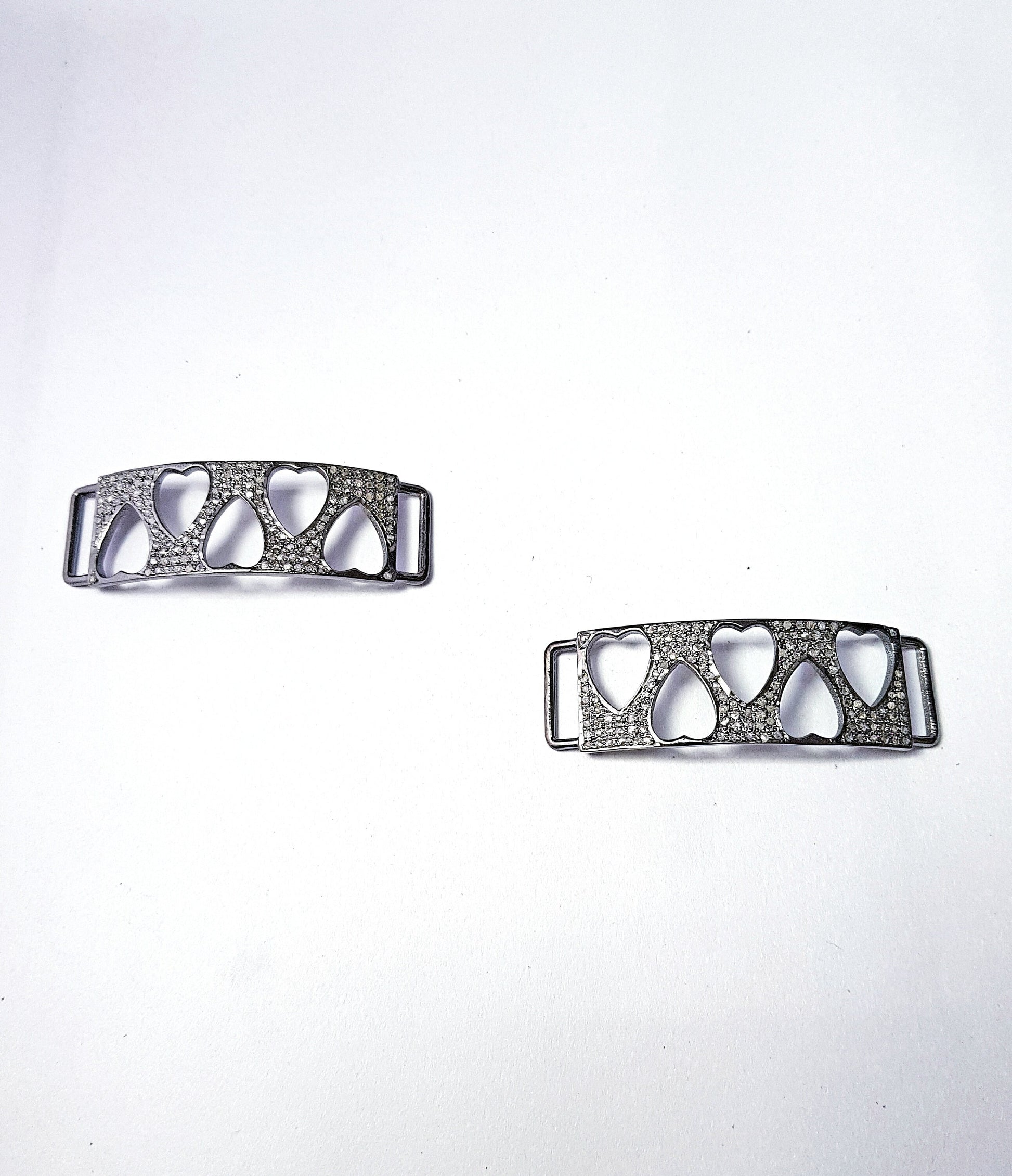 Pave diamond rosecut connector 925 sterling silver connector handmade diamond connector heart cutting design diamond bracelet connector