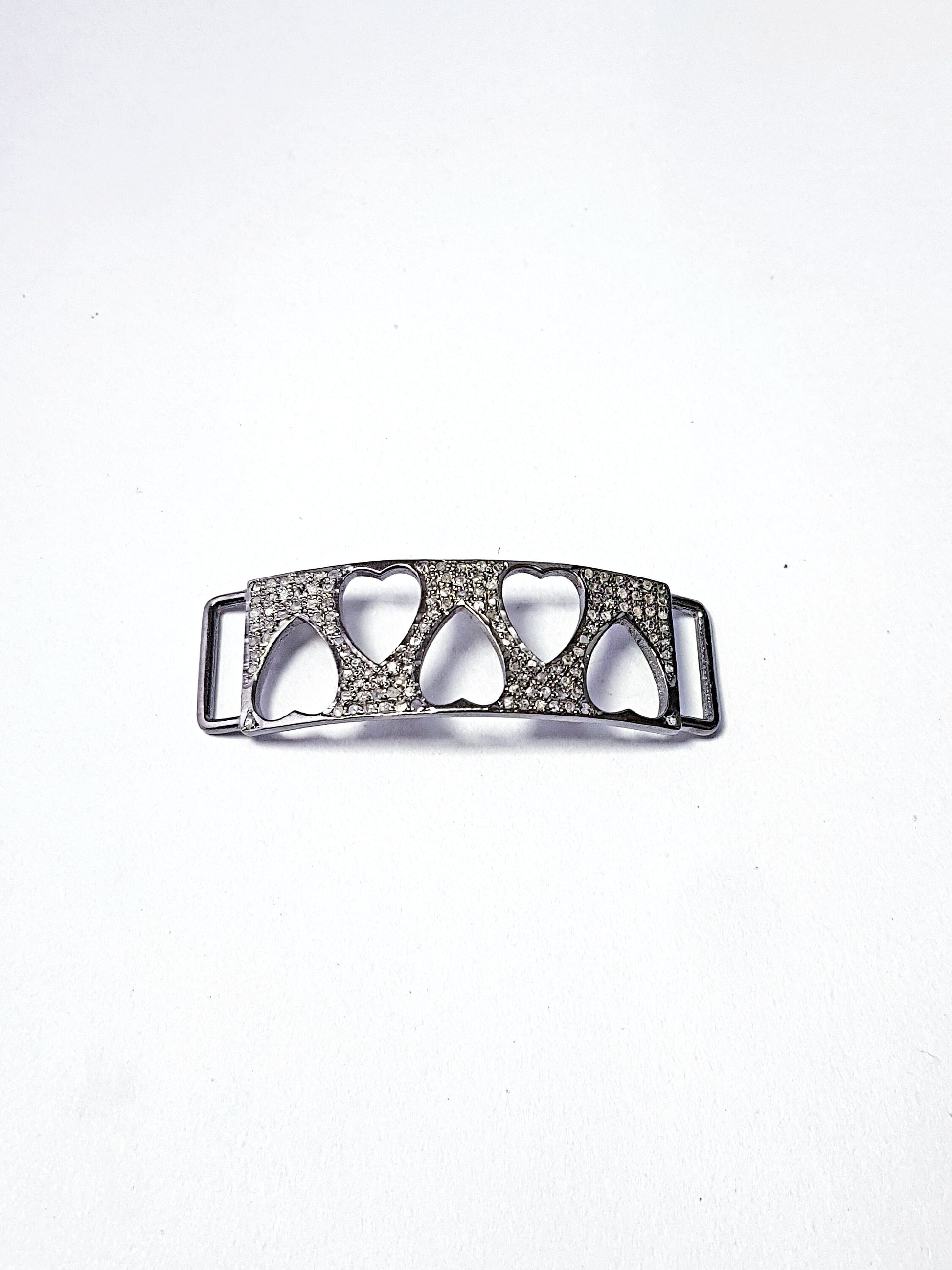 Pave diamond rosecut connector 925 sterling silver connector handmade diamond connector heart cutting design diamond bracelet connector