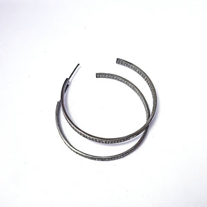 Boho Pave Diamond Earring  Sterling Silver Earring Pave Diamond Silver Earring 925 Sterling Double Line Diamond Earring 53mm