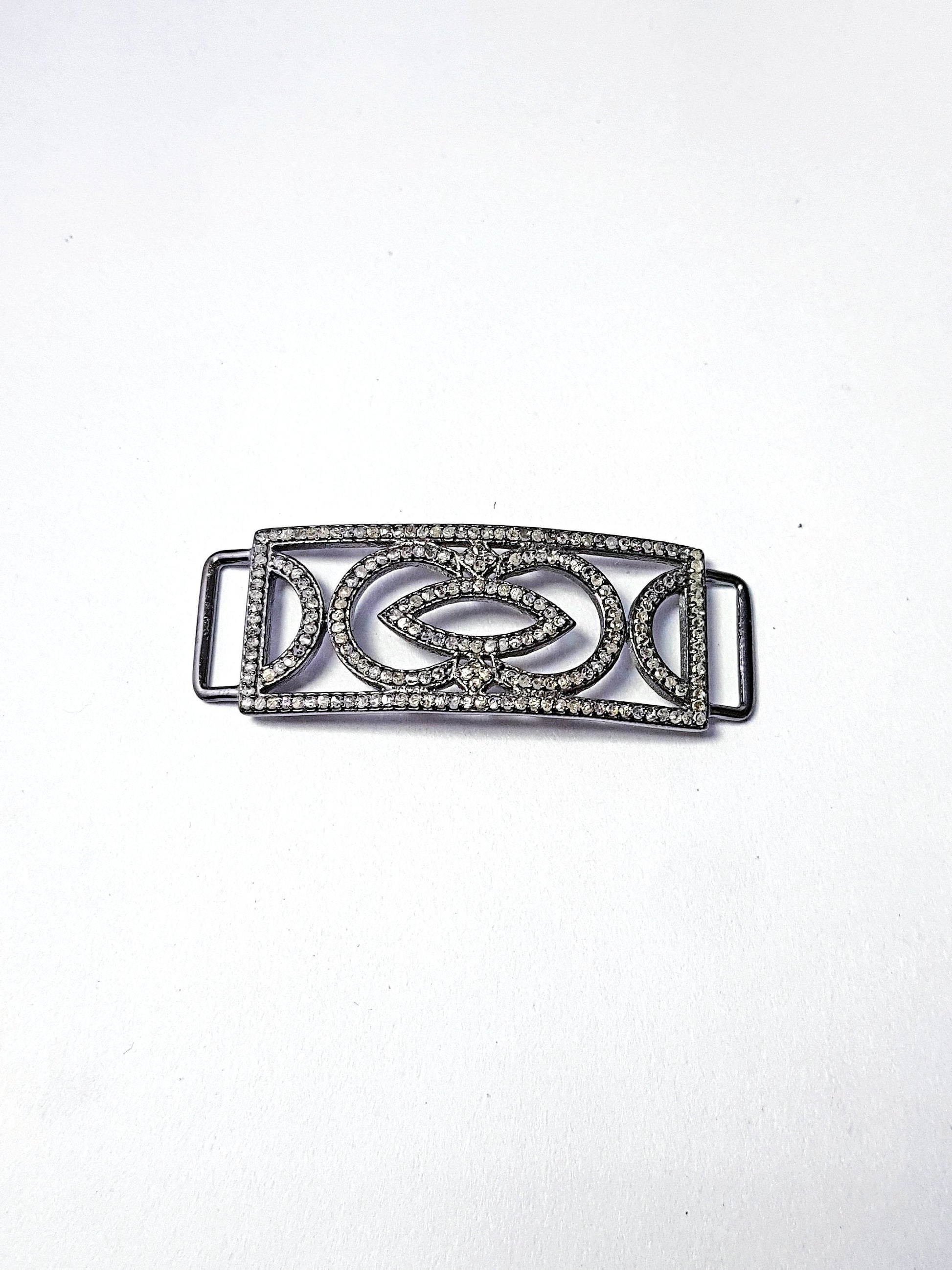 Pave diamond rosecut connector 925 sterling silver connector handmade diamond connector beautiful cutting stylish diamond bracelet connector