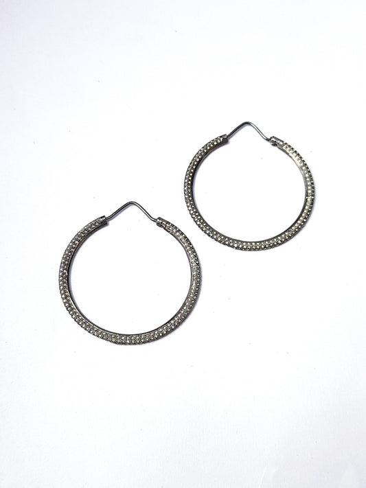 Boho Pave Diamond Rosecut Earring  Sterling Silver Earring Pave Diamond Silver Earring 925 Sterling Beautiful Diamond Earring 44mm Size