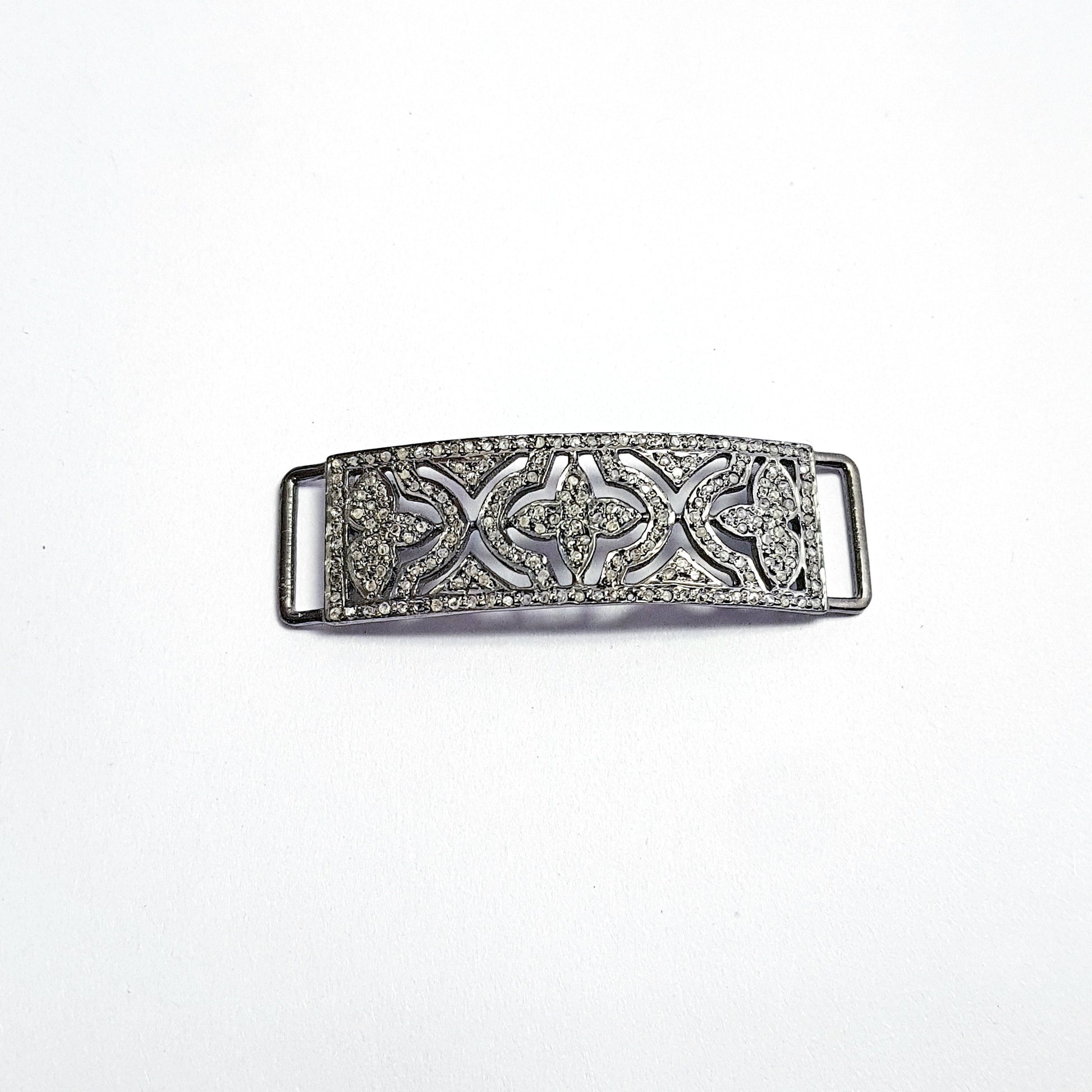 Pave diamond rosecut connector 925 sterling silver connector handmade diamond connector beautiful latest design diamond bracelet connector