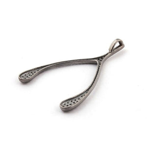 Pave diamond rosecut pendant 925 sterling silver pendant handmade diamond pendant  Beautiful Wishbone Charm diamond Pendant