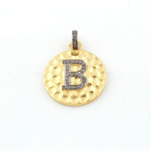Pave diamond rosecut pendant 925 sterling silver pendant handmade pendant Initial Letter 