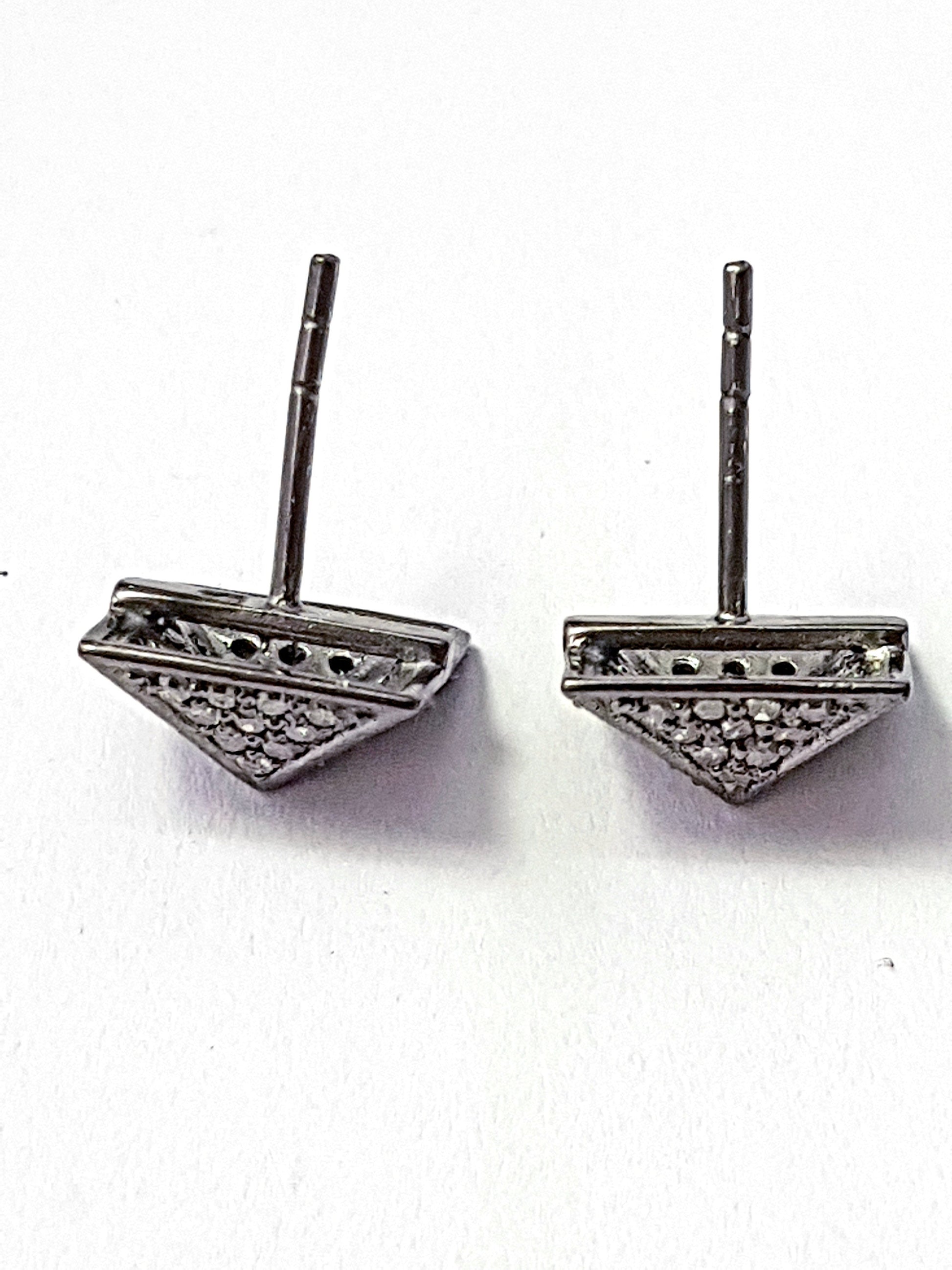 Pave Rosecut Diamond 925 Sterling Silver Handmade Pave Diamond Beautiful Pyramid Design Earring Stud