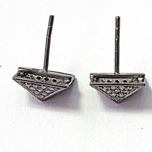 Pave Rosecut Diamond 925 Sterling Silver Handmade Pave Diamond Beautiful Pyramid Design Earring Stud