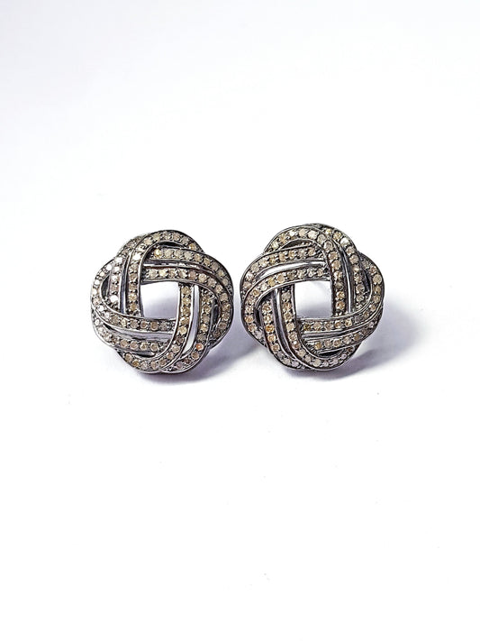 Pave diamond earrings studs 925 sterling silver studs diamond studs fine diamond studs stone studs black oxidized studs