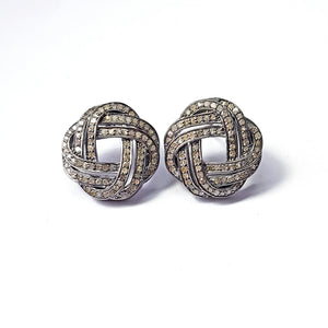 Pave diamond earrings studs 925 sterling silver studs diamond studs fine diamond studs stone studs black oxidized studs