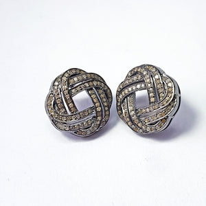 Pave diamond earrings studs 925 sterling silver studs diamond studs fine diamond studs stone studs black oxidized studs