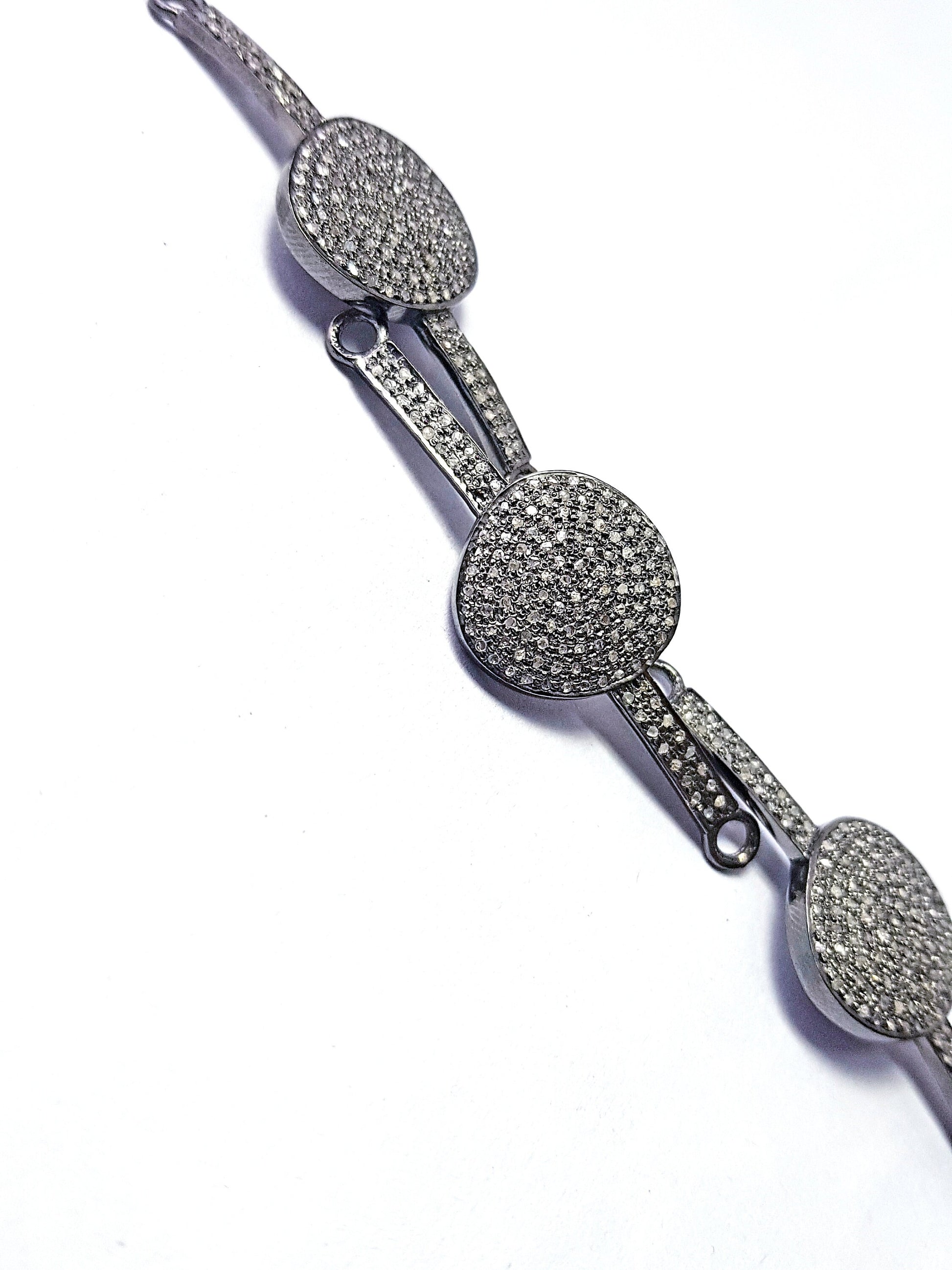 Pave diamond rosecut connector 925 sterling silver connector handmade diamond bracelet connector beautiful pave diamond new design connector